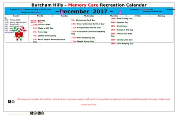 Activity Calendar of Burcham Hills, Assisted Living, Nursing Home, Independent Living, CCRC, East Lansing, MI 5