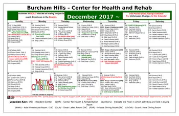 Activity Calendar of Burcham Hills, Assisted Living, Nursing Home, Independent Living, CCRC, East Lansing, MI 9