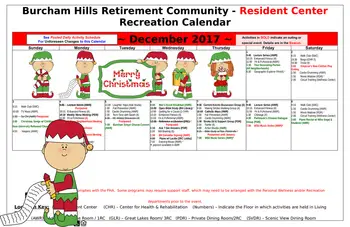 Activity Calendar of Burcham Hills, Assisted Living, Nursing Home, Independent Living, CCRC, East Lansing, MI 13