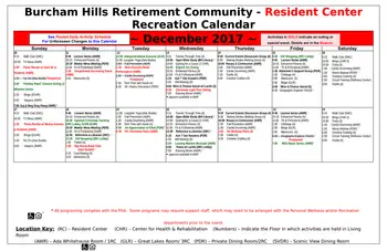 Activity Calendar of Burcham Hills, Assisted Living, Nursing Home, Independent Living, CCRC, East Lansing, MI 14