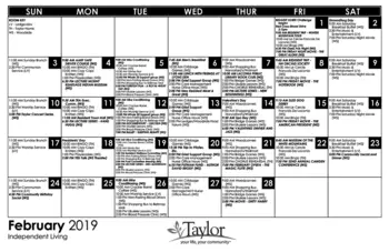 Activity Calendar of Taylor Community, Assisted Living, Nursing Home, Independent Living, CCRC, Laconia, NH 6