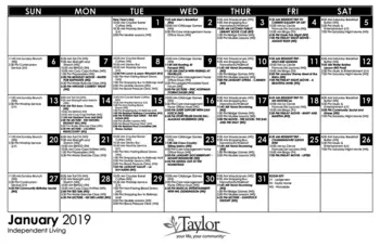 Activity Calendar of Taylor Community, Assisted Living, Nursing Home, Independent Living, CCRC, Laconia, NH 9