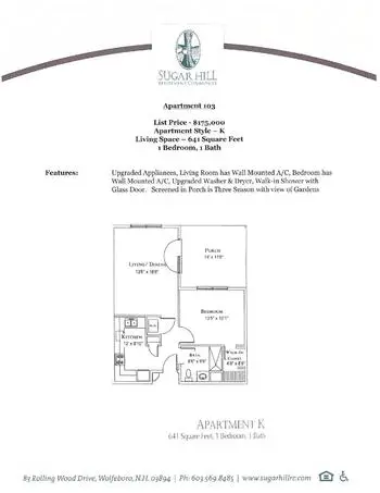 Floorplan of Sugar Hill Retirement Community, Assisted Living, Nursing Home, Independent Living, CCRC, Wolfeboro, NH 2