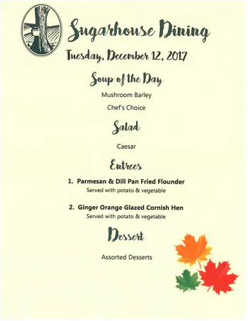 Dining menu of Sugar Hill Retirement Community, Assisted Living, Nursing Home, Independent Living, CCRC, Wolfeboro, NH 9