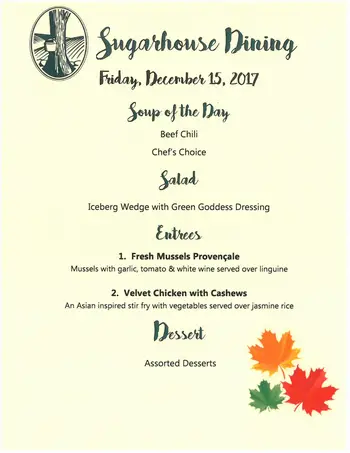 Dining menu of Sugar Hill Retirement Community, Assisted Living, Nursing Home, Independent Living, CCRC, Wolfeboro, NH 12