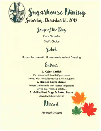 Dining menu of Sugar Hill Retirement Community, Assisted Living, Nursing Home, Independent Living, CCRC, Wolfeboro, NH 13