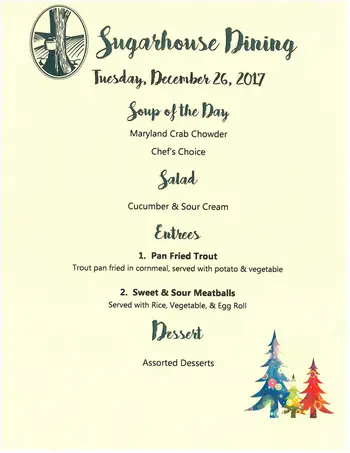 Dining menu of Sugar Hill Retirement Community, Assisted Living, Nursing Home, Independent Living, CCRC, Wolfeboro, NH 16