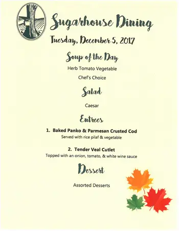 Dining menu of Sugar Hill Retirement Community, Assisted Living, Nursing Home, Independent Living, CCRC, Wolfeboro, NH 2