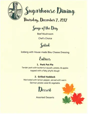 Dining menu of Sugar Hill Retirement Community, Assisted Living, Nursing Home, Independent Living, CCRC, Wolfeboro, NH 4