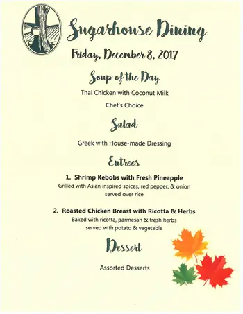 Dining menu of Sugar Hill Retirement Community, Assisted Living, Nursing Home, Independent Living, CCRC, Wolfeboro, NH 5