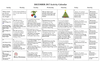Activity Calendar of APD Lifecare, Assisted Living, Nursing Home, Independent Living, CCRC, Lebanon, NH 2