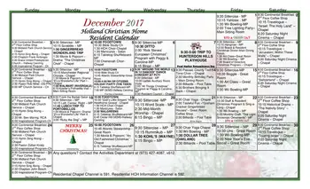 Activity Calendar of Holland Christian Home, Assisted Living, Nursing Home, Independent Living, CCRC, North Haledon, NJ 4