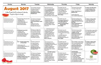Activity Calendar of Franke Tobey Jones, Assisted Living, Nursing Home, Independent Living, CCRC, Tacoma, WA 1