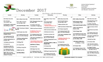 Activity Calendar of Franke Tobey Jones, Assisted Living, Nursing Home, Independent Living, CCRC, Tacoma, WA 6