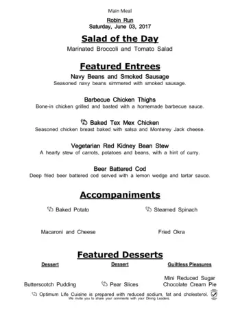 Dining menu of Robin Run Village, Assisted Living, Nursing Home, Independent Living, CCRC, Indianapolis, IN 7