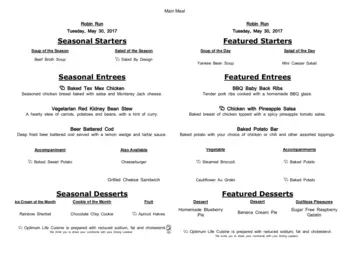Dining menu of Robin Run Village, Assisted Living, Nursing Home, Independent Living, CCRC, Indianapolis, IN 17