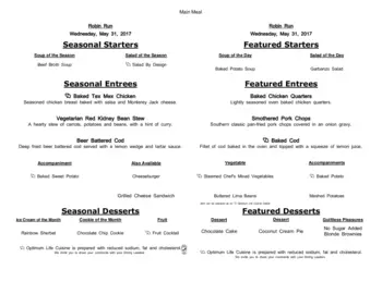 Dining menu of Robin Run Village, Assisted Living, Nursing Home, Independent Living, CCRC, Indianapolis, IN 18