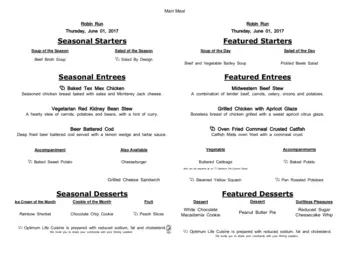Dining menu of Robin Run Village, Assisted Living, Nursing Home, Independent Living, CCRC, Indianapolis, IN 19