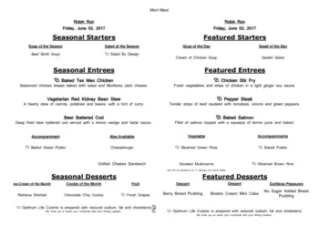 Dining menu of Robin Run Village, Assisted Living, Nursing Home, Independent Living, CCRC, Indianapolis, IN 20