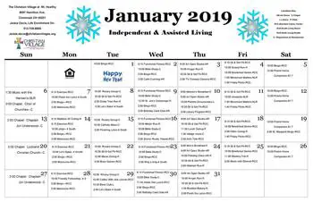 Activity Calendar of The Christian Village at Mt. Healthy, Assisted Living, Nursing Home, Independent Living, CCRC, Cincinnati, OH 2