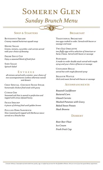 Dining menu of Someren Glen, Assisted Living, Nursing Home, Independent Living, CCRC, Centennial, CO 3
