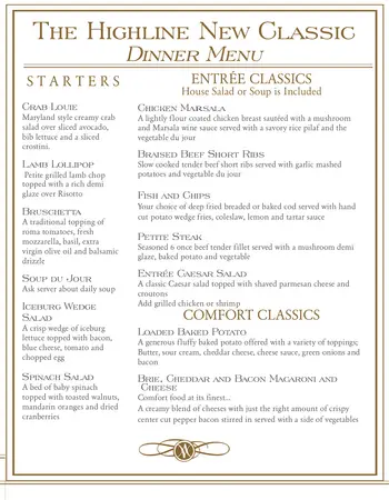 Dining menu of Clermont Park, Assisted Living, Nursing Home, Independent Living, CCRC, Denver, CO 1