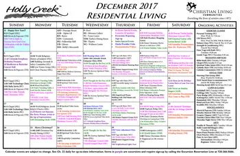 Activity Calendar of Holly Creek, Assisted Living, Nursing Home, Independent Living, CCRC, Centennial, CO 1