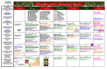 Activity Calendar of La Costa Glen, Assisted Living, Nursing Home, Independent Living, CCRC, Carlsbad, CA 2