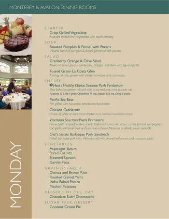 Dining menu of La Costa Glen, Assisted Living, Nursing Home, Independent Living, CCRC, Carlsbad, CA 2