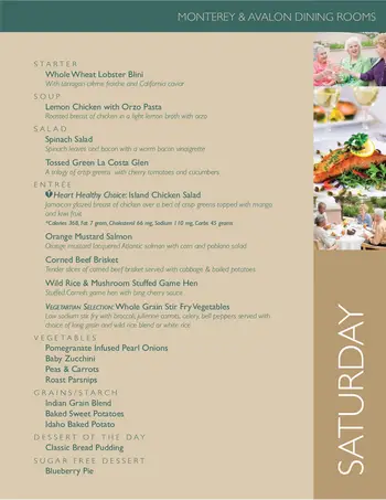 Dining menu of La Costa Glen, Assisted Living, Nursing Home, Independent Living, CCRC, Carlsbad, CA 7