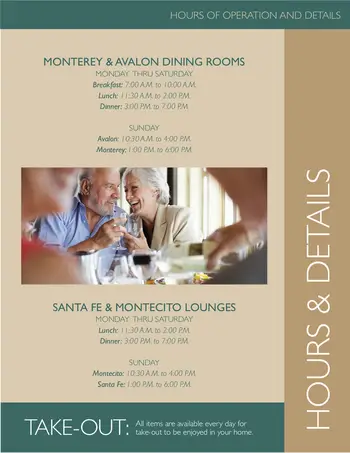 Dining menu of La Costa Glen, Assisted Living, Nursing Home, Independent Living, CCRC, Carlsbad, CA 11