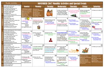 Activity Calendar of University Village Thousand Oaks, Assisted Living, Nursing Home, Independent Living, CCRC, Thousand Oaks, CA 1