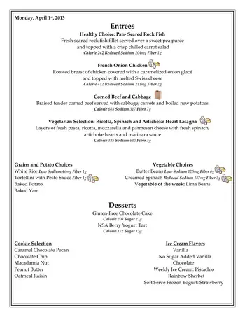 Dining menu of University Village Thousand Oaks, Assisted Living, Nursing Home, Independent Living, CCRC, Thousand Oaks, CA 3