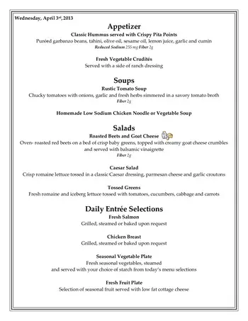 Dining menu of University Village Thousand Oaks, Assisted Living, Nursing Home, Independent Living, CCRC, Thousand Oaks, CA 6