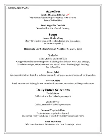 Dining menu of University Village Thousand Oaks, Assisted Living, Nursing Home, Independent Living, CCRC, Thousand Oaks, CA 8