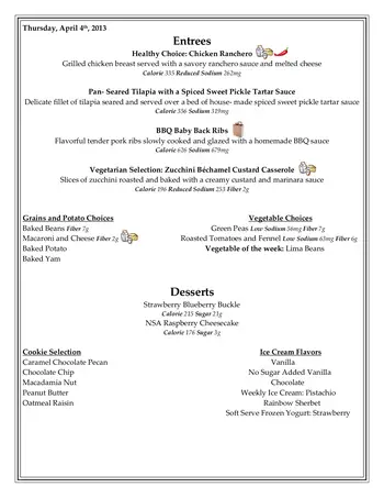 Dining menu of University Village Thousand Oaks, Assisted Living, Nursing Home, Independent Living, CCRC, Thousand Oaks, CA 9