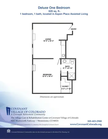 Floorplan of Covenant Living of Colorado, Assisted Living, Nursing Home, Independent Living, CCRC, Westminster, CO 12