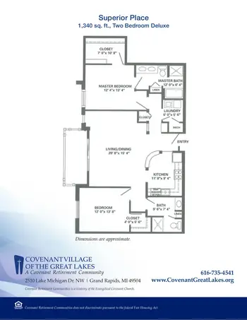 Floorplan of Covenant Living of the Great Lakes, Assisted Living, Nursing Home, Independent Living, CCRC, Grand Rapids, MI 9