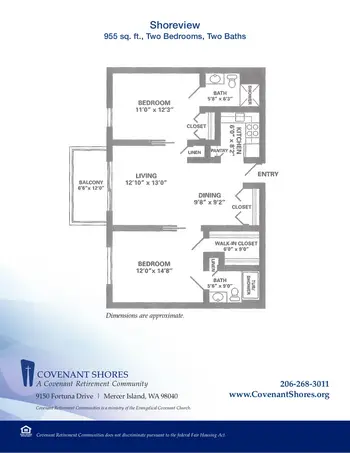 Floorplan of Covenant Living at the Shores, Assisted Living, Nursing Home, Independent Living, CCRC, Mercer Island, WA 7
