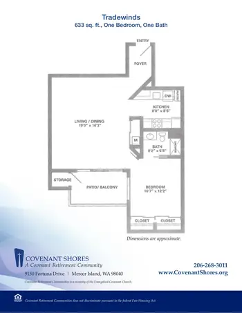 Floorplan of Covenant Living at the Shores, Assisted Living, Nursing Home, Independent Living, CCRC, Mercer Island, WA 8