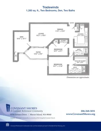 Floorplan of Covenant Living at the Shores, Assisted Living, Nursing Home, Independent Living, CCRC, Mercer Island, WA 11