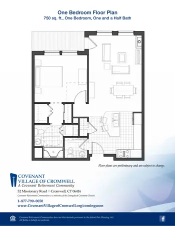 Floorplan of Covenant Living of Cromwell, Assisted Living, Nursing Home, Independent Living, CCRC, Cromwell, CT 2