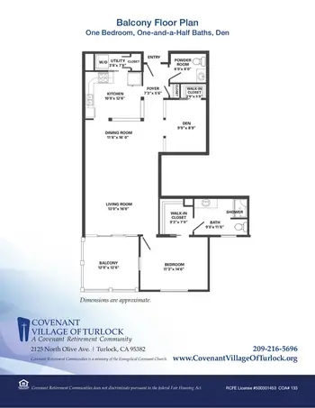 Floorplan of Covenant Living of Turlock, Assisted Living, Nursing Home, Independent Living, CCRC, Turlock, CA 2