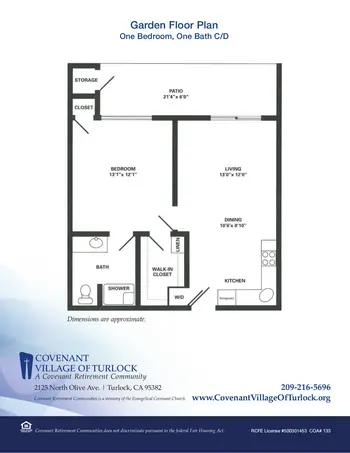 Floorplan of Covenant Living of Turlock, Assisted Living, Nursing Home, Independent Living, CCRC, Turlock, CA 5