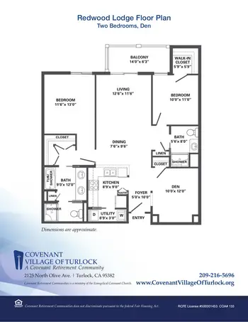 Floorplan of Covenant Living of Turlock, Assisted Living, Nursing Home, Independent Living, CCRC, Turlock, CA 15