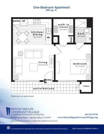 Floorplan of Covenant Living at Mount Miguel, Assisted Living, Nursing Home, Independent Living, CCRC, Spring Valley, CA 2