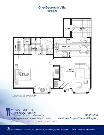 Floorplan of Covenant Living at Mount Miguel, Assisted Living, Nursing Home, Independent Living, CCRC, Spring Valley, CA 5