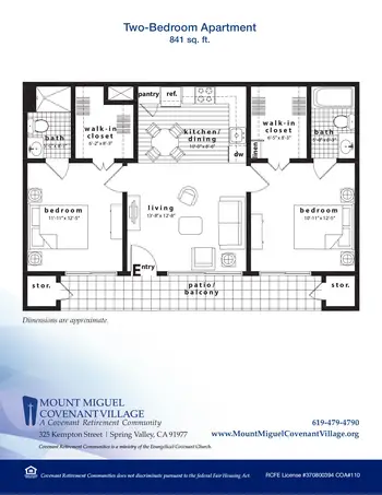 Floorplan of Covenant Living at Mount Miguel, Assisted Living, Nursing Home, Independent Living, CCRC, Spring Valley, CA 6