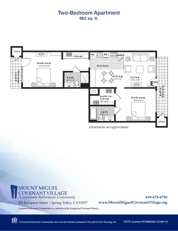 Floorplan of Covenant Living at Mount Miguel, Assisted Living, Nursing Home, Independent Living, CCRC, Spring Valley, CA 7