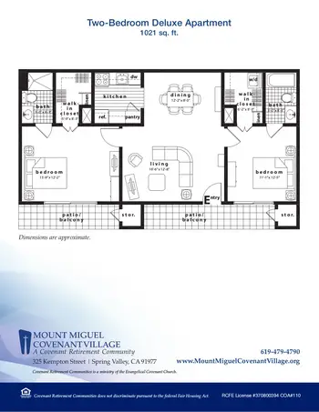 Floorplan of Covenant Living at Mount Miguel, Assisted Living, Nursing Home, Independent Living, CCRC, Spring Valley, CA 8